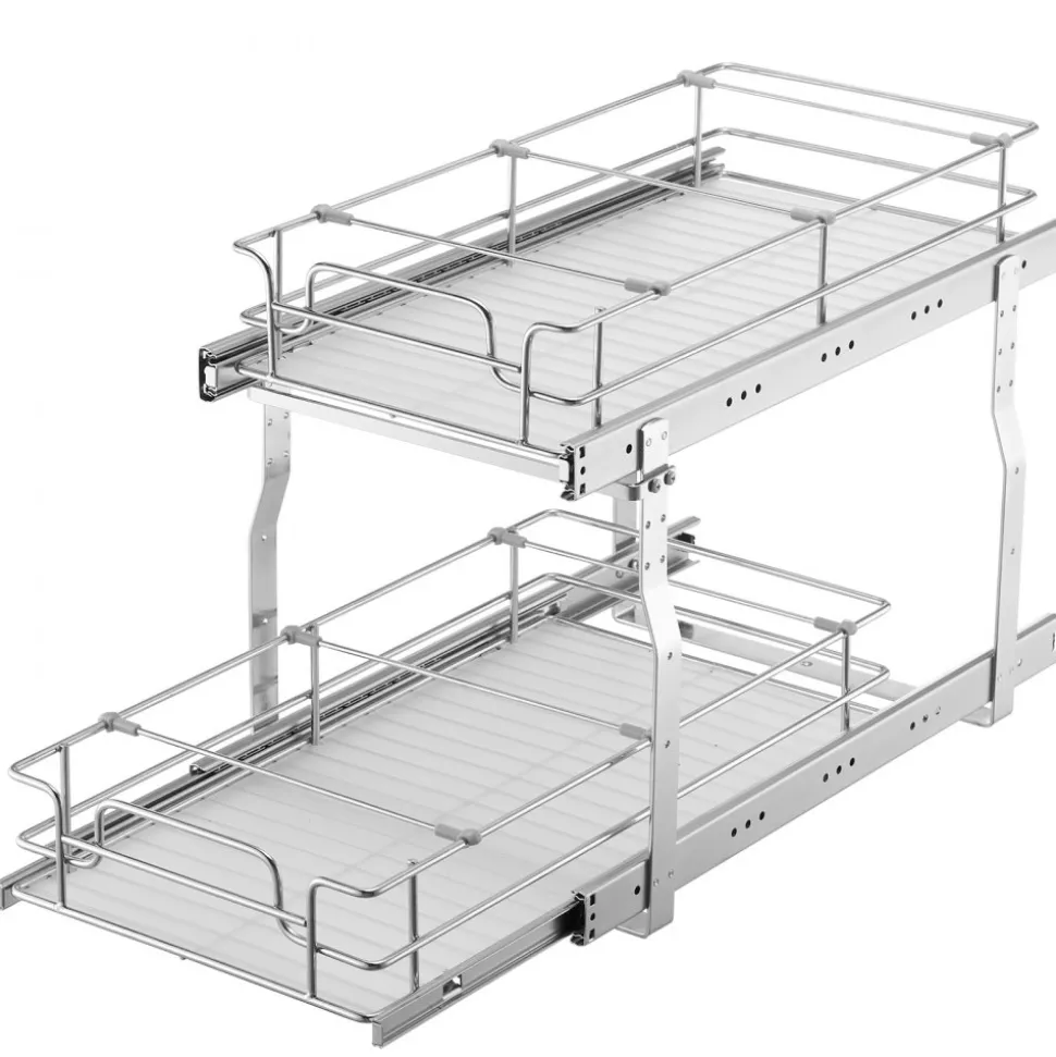 VEVOR 8.5"Wx21"Dx15"H Pull Out Cabinet Organizer, Heavy Duty Slide Out Pantry Shelves, Steel Roll Out Drawers, Sliding Drawer Storage for Home Under Sink, 10"Wx22"Dx18"H Install Size for Cabinet