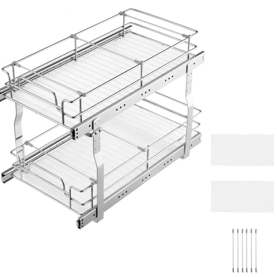 VEVOR 8.5"Wx21"Dx15"H Pull Out Cabinet Organizer, Heavy Duty Slide Out Pantry Shelves, Steel Roll Out Drawers, Sliding Drawer Storage for Home Under Sink, 10"Wx22"Dx18"H Install Size for Cabinet
