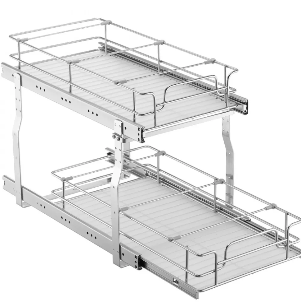 VEVOR 8.5"Wx21"Dx15"H Pull Out Cabinet Organizer, Heavy Duty Slide Out Pantry Shelves, Steel Roll Out Drawers, Sliding Drawer Storage for Home Under Sink, 10"Wx22"Dx18"H Install Size for Cabinet
