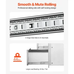 VEVOR 17W x 30H x 21D Inch Outdoor Kitchen Stainless Steel Double Access Drawers with Paper Towel Holder Combo for BBQ Island or Grill Station