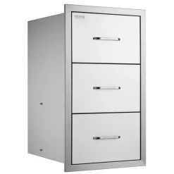 VEVOR 17W x 30H x 21D Inch Outdoor Kitchen Stainless Steel Double Access Drawers with Paper Towel Holder Combo for BBQ Island or Grill Station