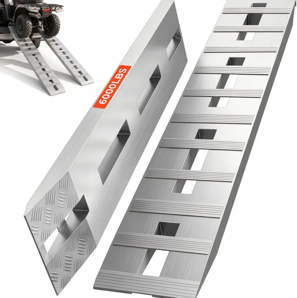 VEVOR 60'' X 12'' Aluminum Trailer Ramps 6000LBS Total Beavertail Hook End 1 Pair 2 Ramps