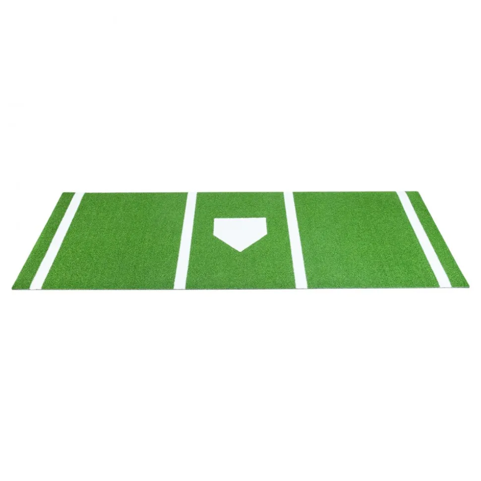 VEVOR 10x3.8 ft Baseball Softball Hitting Batting Mat, Indoor/Outdoor Anti-Slip Anti-Fade Softball Mat, Lined & Foam Backing Training Aid with Tightening Rope, Portable Practice Mats, Green