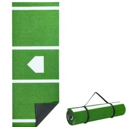 VEVOR 10x3.8 ft Baseball Softball Hitting Batting Mat, Indoor/Outdoor Anti-Slip Anti-Fade Softball Mat, Lined & Foam Backing Training Aid with Tightening Rope, Portable Practice Mats, Green