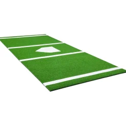 VEVOR 10x3.8 ft Baseball Softball Hitting Batting Mat, Indoor/Outdoor Anti-Slip Anti-Fade Softball Mat, Lined & Foam Backing Training Aid with Tightening Rope, Portable Practice Mats, Green