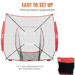 VEVOR 7x7 ft Baseball Softball Practice Net, Portable Baseball Training Net for Hitting Batting Catching Pitching, Backstop Baseball Equipment Training Aids with Strike Zone (Net Only)
