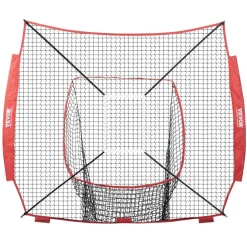 VEVOR 7x7 ft Baseball Softball Practice Net, Portable Baseball Training Net for Hitting Batting Catching Pitching, Backstop Baseball Equipment Training Aids with Strike Zone (Net Only)