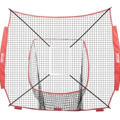 VEVOR 7x7 ft Baseball Softball Practice Net, Portable Baseball Training Net for Hitting Batting Catching Pitching, Backstop Baseball Equipment Training Aids with Strike Zone (Net Only)