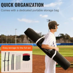 VEVOR 7x7 ft Baseball Softball Practice Net, Portable Baseball Training Net for Hitting Batting Catching Pitching, Backstop Baseball Equipment Training Aids with Carry Bag and Strike Zone