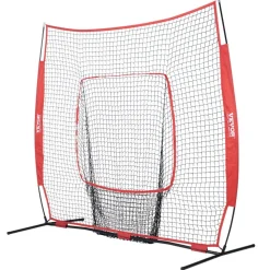 VEVOR 7x7 ft Baseball Softball Practice Net, Portable Baseball Training Net for Hitting Batting Catching Pitching, Backstop Baseball Equipment Training Aids with Carry Bag and Strike Zone