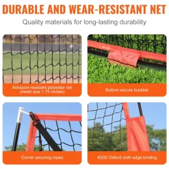 VEVOR 7x7 ft Baseball Softball Practice Net, Portable Baseball Training Net for Hitting Catching Pitching, Backstop Equipment with Bow Frame, Carry Bag, Strike Zone, 12 Balls, Tee, and Ball Collector