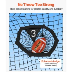 VEVOR 6 x 6 ft Football Trainer Throwing Net, Training Throwing Target Practice Net with 5 Target Pockets, Knotless Net Includes Straps and Portable Carry Case, Improve QB Throwing Accuracy, Black