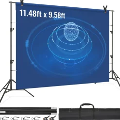 VEVOR 12 x 10 ft Heavy Duty Backdrop Stand, Height Adjustable Photography Backdrop Stand, Background Support System with 6 Clamps and A Carry Bag, for Party, Wedding, Display, Photo