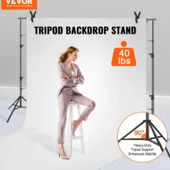 VEVOR 12 x 10 ft Heavy Duty Backdrop Stand, Height Adjustable Photography Backdrop Stand, Background Support System with 6 Clamps and A Carry Bag, for Party, Wedding, Display, Photo