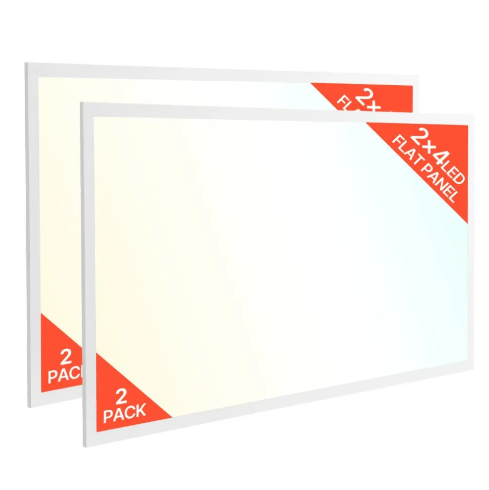 VEVOR 2x4 FT LED Flat Panel Light, 7800 LM, Flush Mount LED Drop Ceiling Lighting Fixture with 3 Color Selectable 4000K/5000K/6000K, 30W/40W/50W, 0-10V Dimmable, Ultra Slim for Home Kitchen, 2 Pack