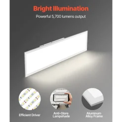 VEVOR 1x4 FT LED Flat Panel Light, 5700 LM, Flush Mount LED Drop Ceiling Lighting Fixture with 3 Color Selectable 3000K/4000K/5000K, 25W/30W/40W, 0-10V Dimmable, Ultra Slim for Home Kitchen, 2 Pack