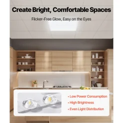 VEVOR 2x2 FT LED Flat Panel Light, 5700 LM, Flush Mount LED Drop Ceiling Lighting Fixture with 3 Color Selectable 3000K/4000K/5000K, 25W/30W/40W, 0-10V Dimmable, Ultra Slim for Home Kitchen, 4 Pack