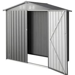 VEVOR 6 x 4 FT Metal Garden Shed, Outdoor Storage Shed with Lockable Doors & 4 Louver Vents, Peak Roof Metal Sheds Outdoors Storage, Storaged Sheds Clearance for Backyard, Garden, Patio, Bike, Gray