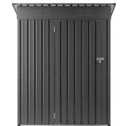 VEVOR 5 x 3 FT Metal Garden Shed, Storage Building with Lockable Door & 2 Louver Vents, Sloped Roof Metal Outdoor Storage Shed, Tool Sheds Outdoor Storage for Backyard, Garden, Patio, Bike, Gray