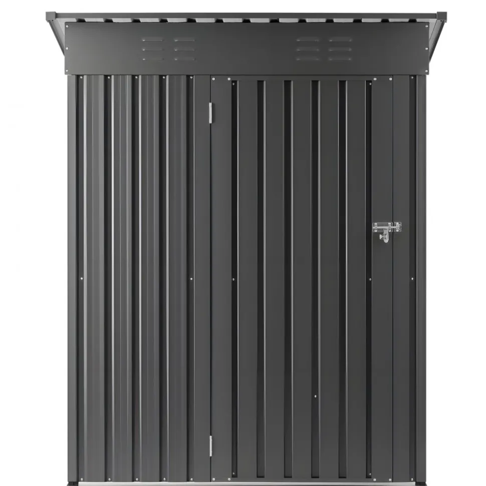 VEVOR 5 x 3 FT Metal Garden Shed, Storage Building with Lockable Door & 2 Louver Vents, Sloped Roof Metal Outdoor Storage Shed, Tool Sheds Outdoor Storage for Backyard, Garden, Patio, Bike, Gray