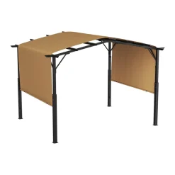 VEVOR 10 x 10 ft Outdoor Pergola, Arched Top Metal Pergola, Retractable Pergola with Sun Shade Canopy,  Large Patio Shelter Pavilion, Heavy Duty Garden Pergola for Deck Backyard Porch Poolside