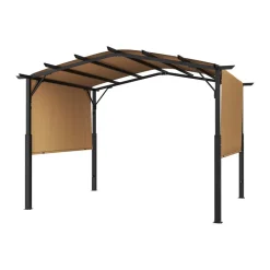 VEVOR 10 x 10 ft Outdoor Pergola, Arched Top Metal Pergola, Retractable Pergola with Sun Shade Canopy,  Large Patio Shelter Pavilion, Heavy Duty Garden Pergola for Deck Backyard Porch Poolside