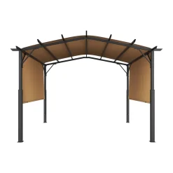 VEVOR 10 x 10 ft Outdoor Pergola, Arched Top Metal Pergola, Retractable Pergola with Sun Shade Canopy,  Large Patio Shelter Pavilion, Heavy Duty Garden Pergola for Deck Backyard Porch Poolside