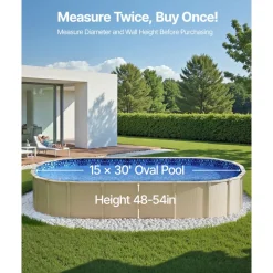 VEVOR 15 x 30 ft Oval Pool Liner, Overlap Style Above Ground Pool Liners, 48-to-54inch Wall Height, Durable Pool Liner, Standard Gauge Vinyl, for Steel Sided Above-Ground Swimming Pools