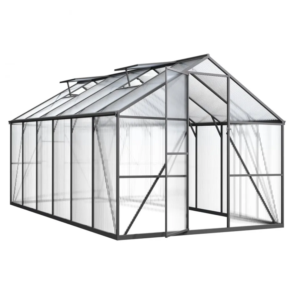 VEVOR 8 x 12 FT Polycarbonate Greenhouse, Heavy Duty Outdoor Green House with Adjustable Vent & Push-Pull Lockable Door, Quick Setup, Aluminum Frame Walk-in Greenhouse Sunroom for Outside Garden Lawn