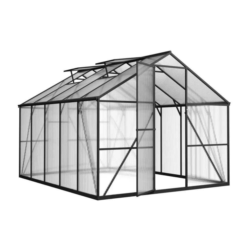 VEVOR 8 x 10 FT Polycarbonate Greenhouse, Heavy Duty Outdoor Green House with Adjustable Vents & Push-Pull Lockable Door, Quick Setup, Aluminum Frame Walk-in Greenhouse Sunroom for Outside Garden Lawn