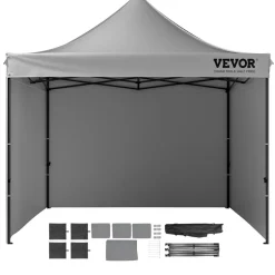 VEVOR 10x10 FT Pop up Canopy with Removable Sidewalls, Instant Canopies Portable Gazebo & Wheeled Bag, UV Resistant Waterproof, Enclosed Canopy Tent for Outdoor Events, Patio, Backyard, Party, Camping