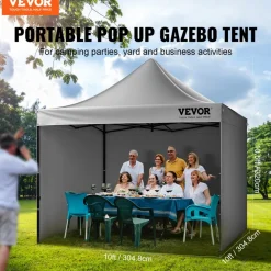VEVOR 10x10 FT Pop up Canopy with Removable Sidewalls, Instant Canopies Portable Gazebo & Wheeled Bag, UV Resistant Waterproof, Enclosed Canopy Tent for Outdoor Events, Patio, Backyard, Party, Camping