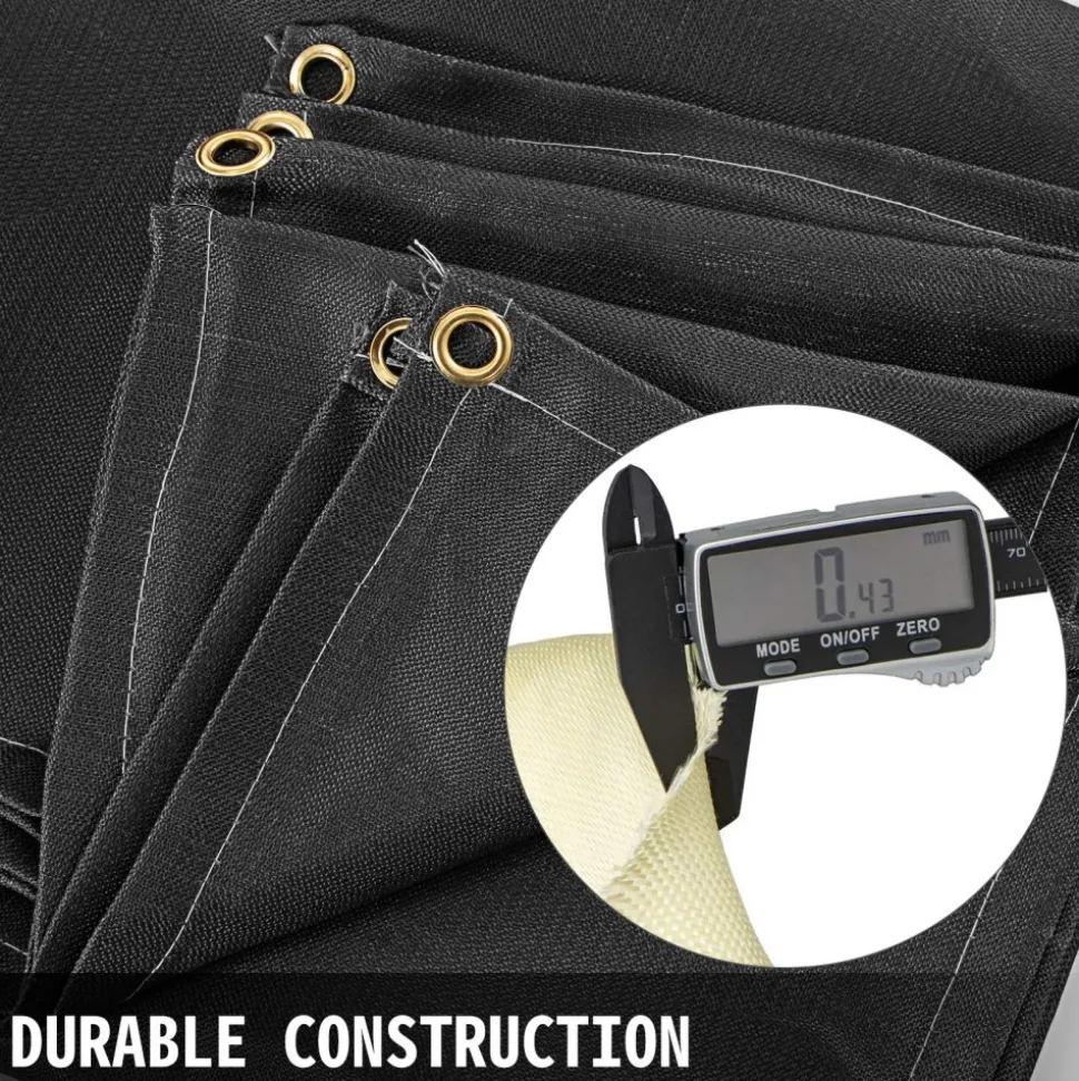 VEVOR 8 x 10 Ft Welding Blanket Black Fiberglass Blanket Portable Fiberglass Fire Retardant Blanket Welding Mat Welding Fireproof Thermal Resistant Insulation With Carry Bag
