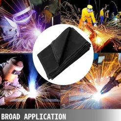 VEVOR 6 x 10 Ft Welding Blanket Black Fiberglass Blanket Portable Fiberglass Fire Retardant Blanket Welding Mat Welding Fireproof Thermal Resistant Insulation With Carry Bag