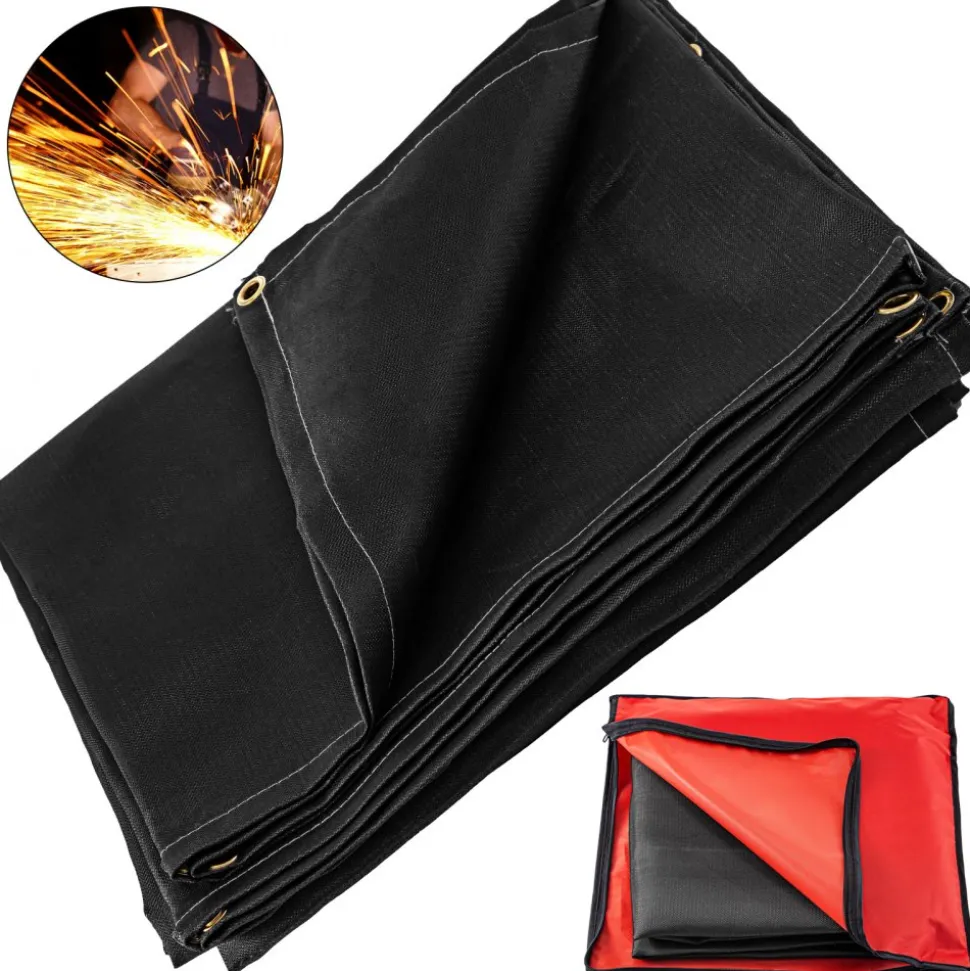 VEVOR 6 x 10 Ft Welding Blanket Black Fiberglass Blanket Portable Fiberglass Fire Retardant Blanket Welding Mat Welding Fireproof Thermal Resistant Insulation With Carry Bag