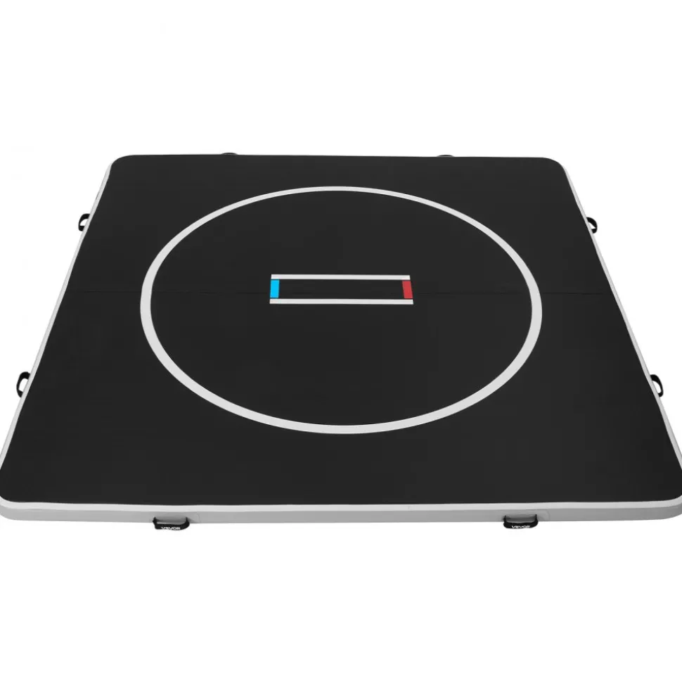 VEVOR 10x10 ft Wrestling Mat Inflatable, Martial Arts Thick Mat for Home Gym Exercise, PVC Foldable Training Mats with Circles and 600W Air Pump, for Gymnastics, Tatami, Jiu Jitsu BJJ MMA Judo, Black