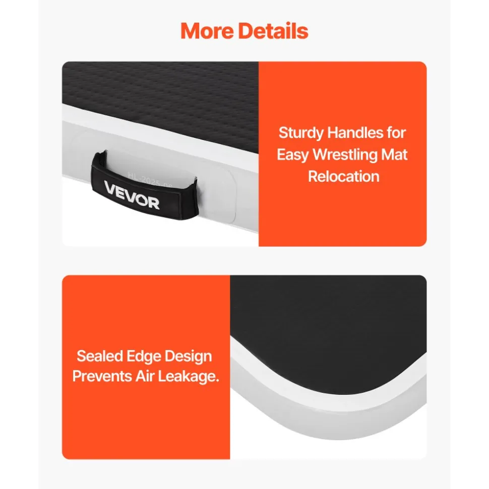 VEVOR 13x13 ft Wrestling Mat Inflatable, Martial Arts Thick Mat for Home Gym Exercise, PVC Foldable Training Mats with Circles and 600W Air Pump, for Gymnastics, Tatami, Jiu Jitsu BJJ MMA Judo, Black