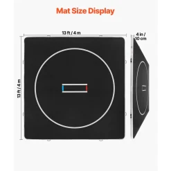 VEVOR 13x13 ft Wrestling Mat Inflatable, Martial Arts Thick Mat for Home Gym Exercise, PVC Foldable Training Mats with Circles and 600W Air Pump, for Gymnastics, Tatami, Jiu Jitsu BJJ MMA Judo, Black