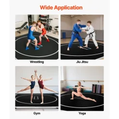 VEVOR 13x13 ft Wrestling Mat Inflatable, Martial Arts Thick Mat for Home Gym Exercise, PVC Foldable Training Mats with Circles and 600W Air Pump, for Gymnastics, Tatami, Jiu Jitsu BJJ MMA Judo, Black