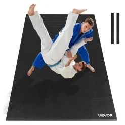 VEVOR 10x5 ft Wrestling Mat, Martial Arts Thick Mat for Home Gym Workouts Exercise, Waterproof PVC Roll-Up Training Mats for Gymnastics, Tatami, Jiu Jitsu BJJ MMA Judo, Boxing, Black