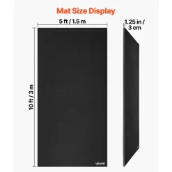 VEVOR 10x5 ft Wrestling Mat, Martial Arts Thick Mat for Home Gym Workouts Exercise, Waterproof PVC Roll-Up Training Mats for Gymnastics, Tatami, Jiu Jitsu BJJ MMA Judo, Boxing, Black