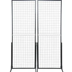 VEVOR 2' x 5.6' Grid Wall Panels Tower, 2 Packs Wire Gridwall Display Racks with T-Base Floorstanding, Double Side Gridwall Panels for Art Craft Shows, Retail Display with Extra Clips and Hooks