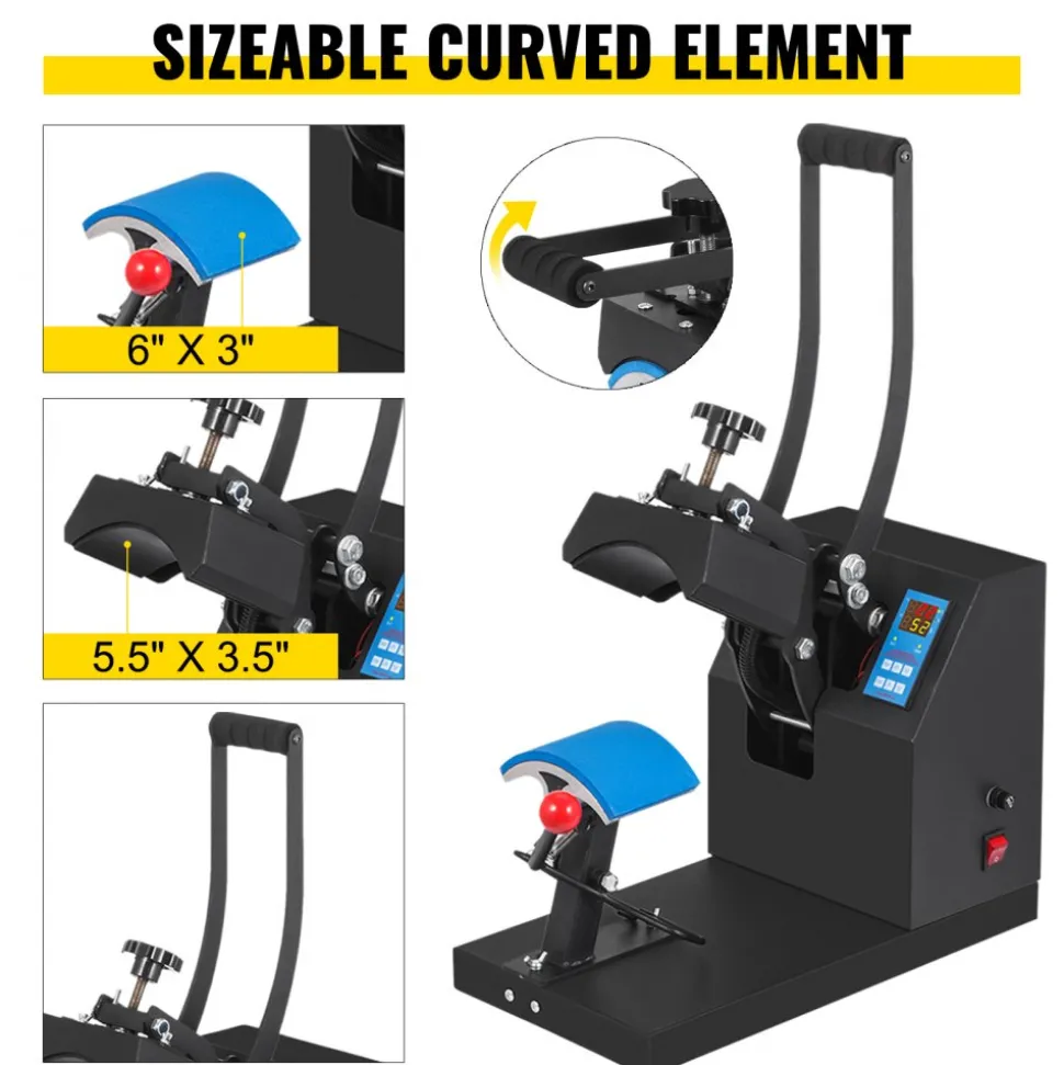 VEVOR 5.5x3.5 inch Cap Heat Press & 53 Inch Vinyl Cutter Machine w/ Floor Stand