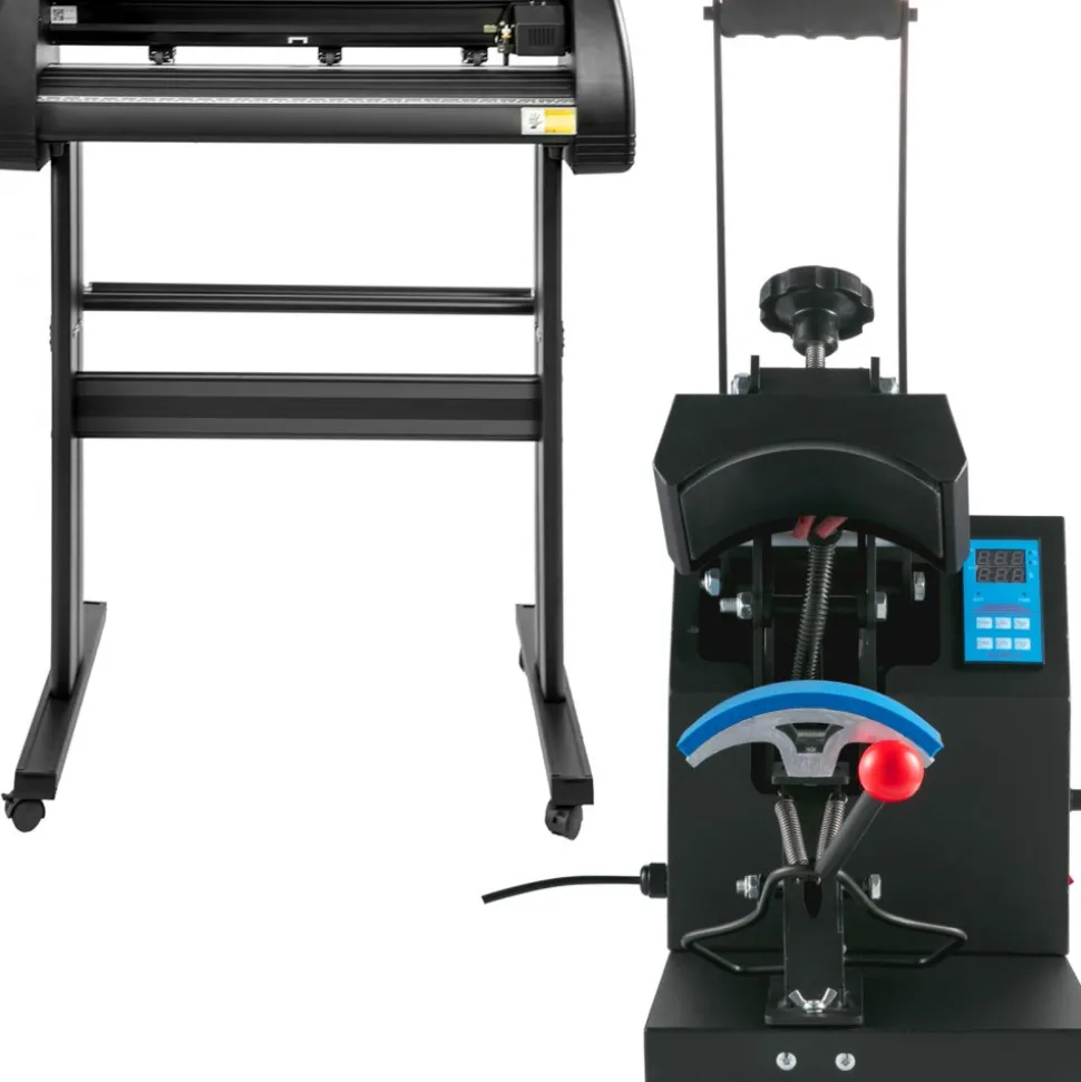 VEVOR 5.5x3.5 inch Cap Heat Press & 53 Inch Vinyl Cutter Machine w/ Floor Stand