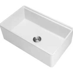 VEVOR 32.5x20 inch Farmhouse Sink, White Sink Workstation, Fireclay Undermount Basins, Apron Front Single Bowl Basin with Multiple Accessories, Large Capacity Household Dishwasher Sinks for Kitchen