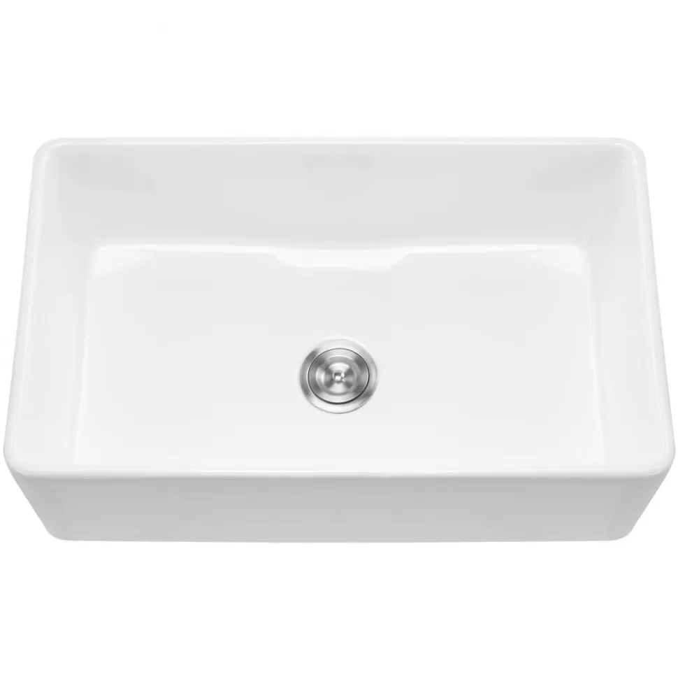 VEVOR 33.5x20 inch Farmhouse Sink, White Sink Workstation, Fireclay Undermount Basins, Apron Front Single Bowl Basin with Multiple Accessories, Large Capacity Household Dishwasher Sinks for Kitchen