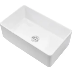 VEVOR 33.5x20 inch Farmhouse Sink, White Sink Workstation, Fireclay Undermount Basins, Apron Front Single Bowl Basin with Multiple Accessories, Large Capacity Household Dishwasher Sinks for Kitchen
