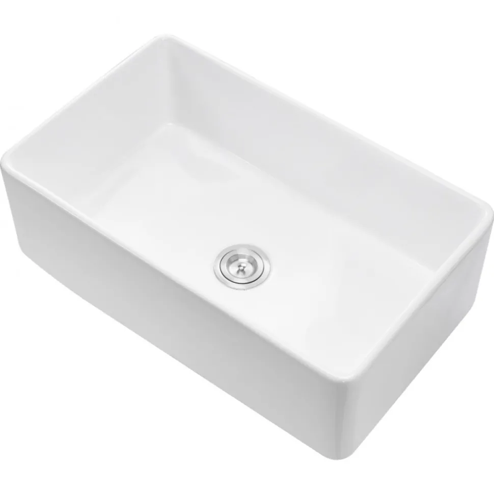VEVOR 33.5x20 inch Farmhouse Sink, White Sink Workstation, Fireclay Undermount Basins, Apron Front Single Bowl Basin with Multiple Accessories, Large Capacity Household Dishwasher Sinks for Kitchen