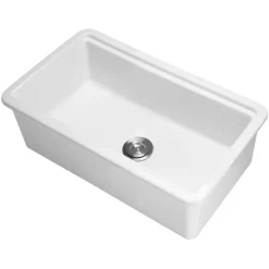 VEVOR 33x19 inch Farmhouse Sink, White Sink Workstation, Fireclay Topmount Undermount Basin, Drop-In Single Bowl Basin with Multiple Accessories, Large Capacity Household Dishwasher Sinks for Kitchen
