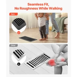 VEVOR 4 x 10 Inch Floor Registers, 12-Pack Vent Grilles, HAVC Heavy-Duty Walkable Iron Floor Vents, Easily Adjustable Rust-Proof Air Vents Deflector with Metal Damper, Ideal for Home & Office, Black